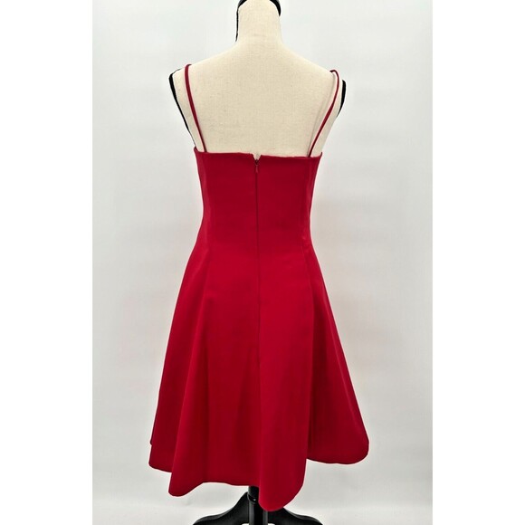 VALENTINE'S DAY Red Satin Dress~ Fit & Flare w Straps~ Bridesmaid/Formal~ Sz 4-6 - Picture 4 of 11